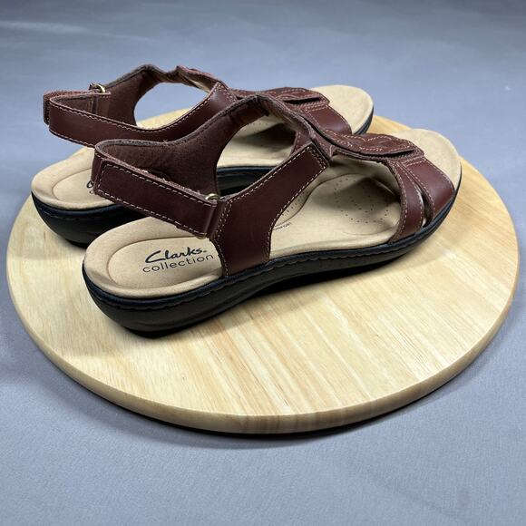 Clarks Laurieann Kay Sandals Womens Size 9M Brown T Strap Slingback Adjustable - Picture 11 of 15